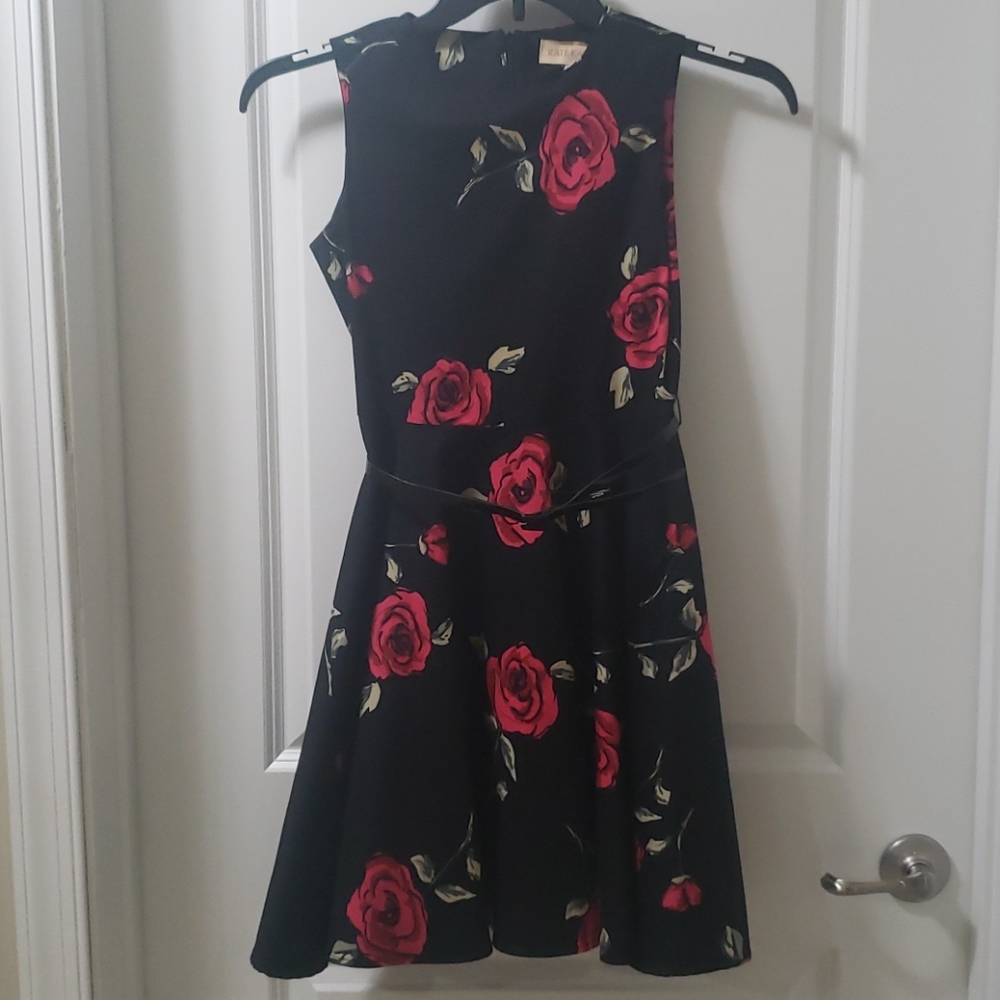 Black & pink floral dress